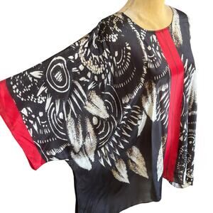 Cocoon House Silk Boxy Kimono Blouse Top One Size Handmade